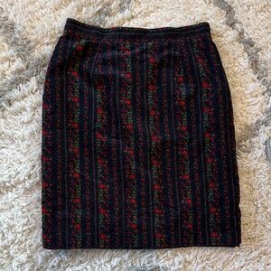 Laura Ashley Vintage Floral Corduroy Pencil Skirt | Made in Great Britain